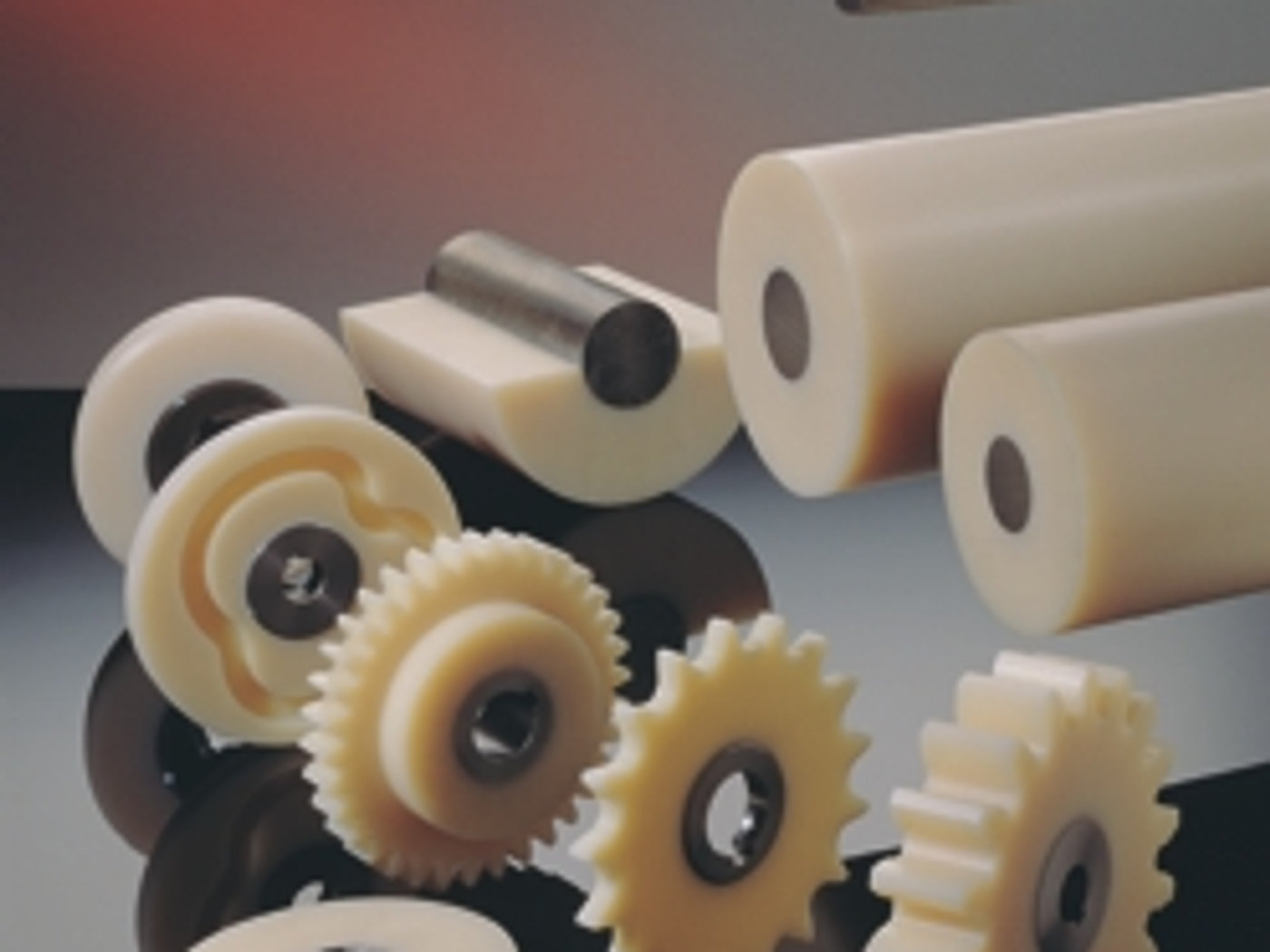 Bushes, rollers and gears machined from engineering plastic