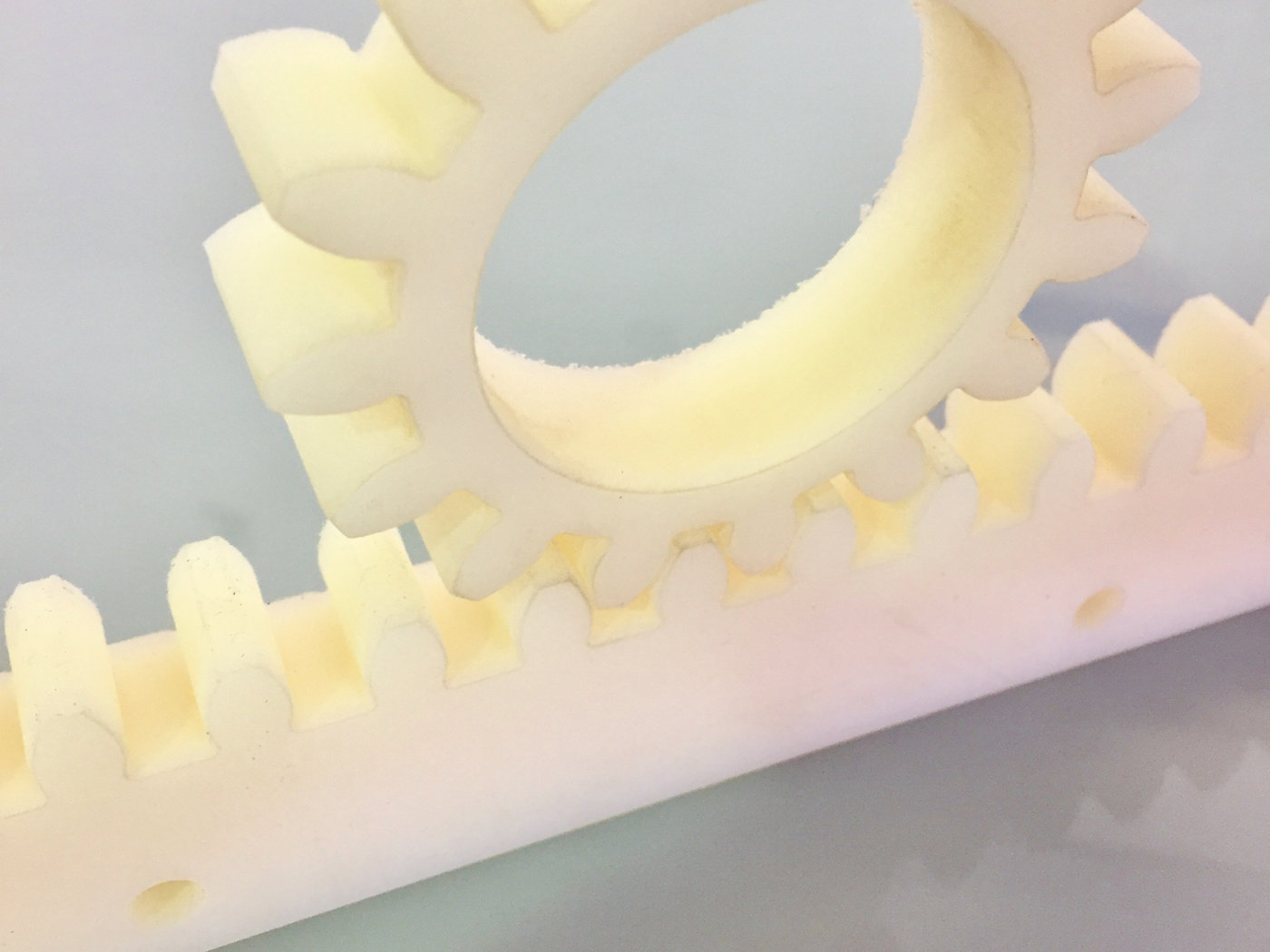 Machined nylon gear rack and ring gear