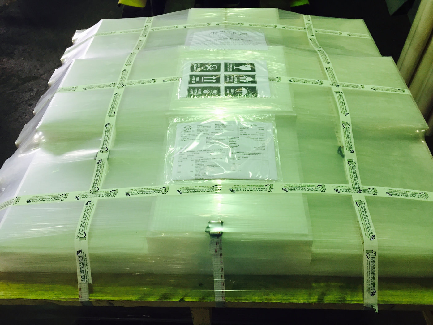 Packed engineering plastic sheet ready for cutting